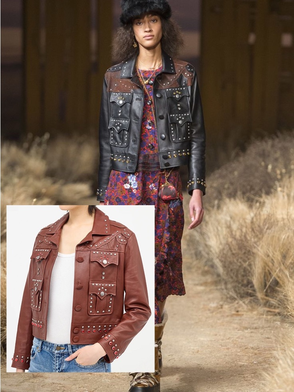 Coach 1941 Fall 2017 Runway Studded Leather Jacket Tobacco